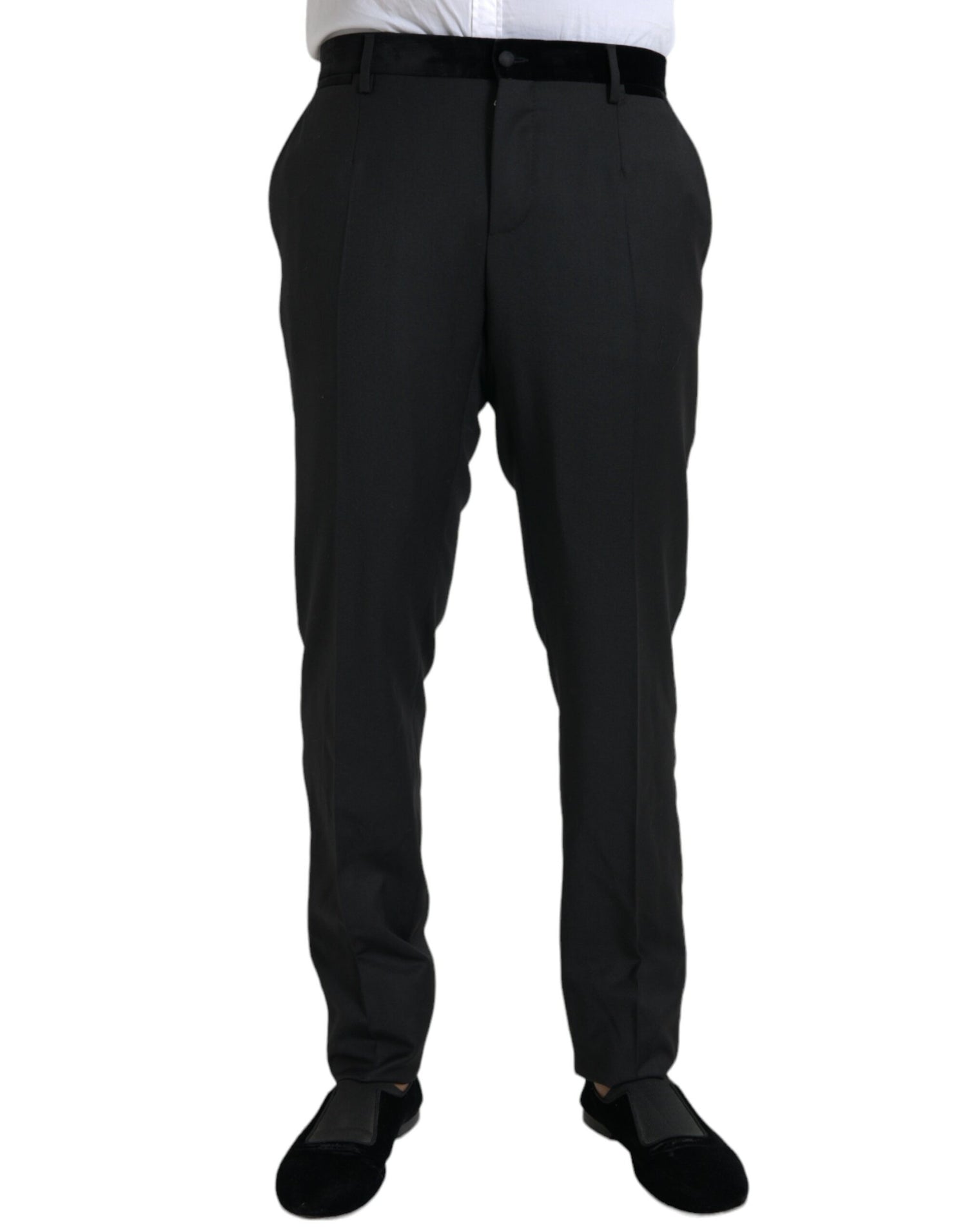 Dolce &amp; Gabbana Black Silk Men Skinny Dress Pants