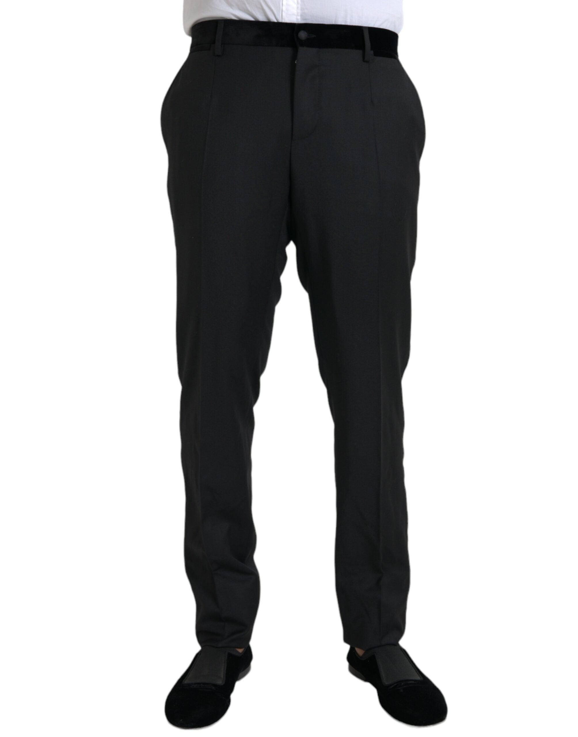 Dolce &amp; Gabbana Black Silk Men Skinny Dress Pants