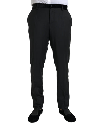 Dolce &amp; Gabbana Black Silk Men Skinny Dress Pants