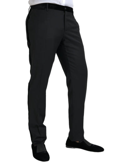 Dolce &amp; Gabbana Black Silk Men Skinny Dress Pants