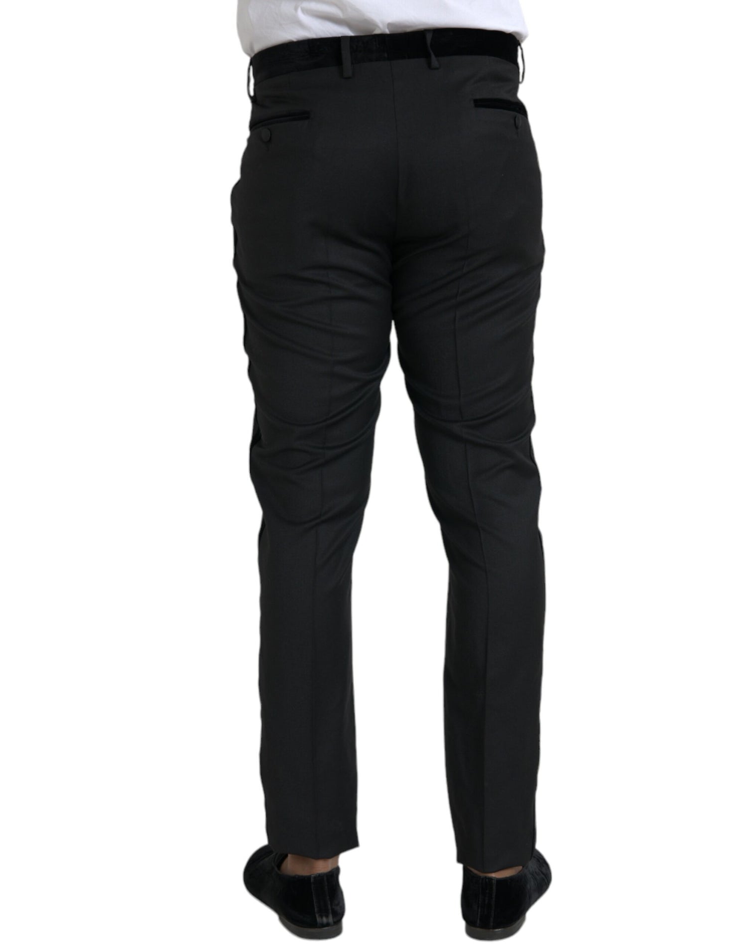 Dolce &amp; Gabbana Black Silk Men Skinny Dress Pants