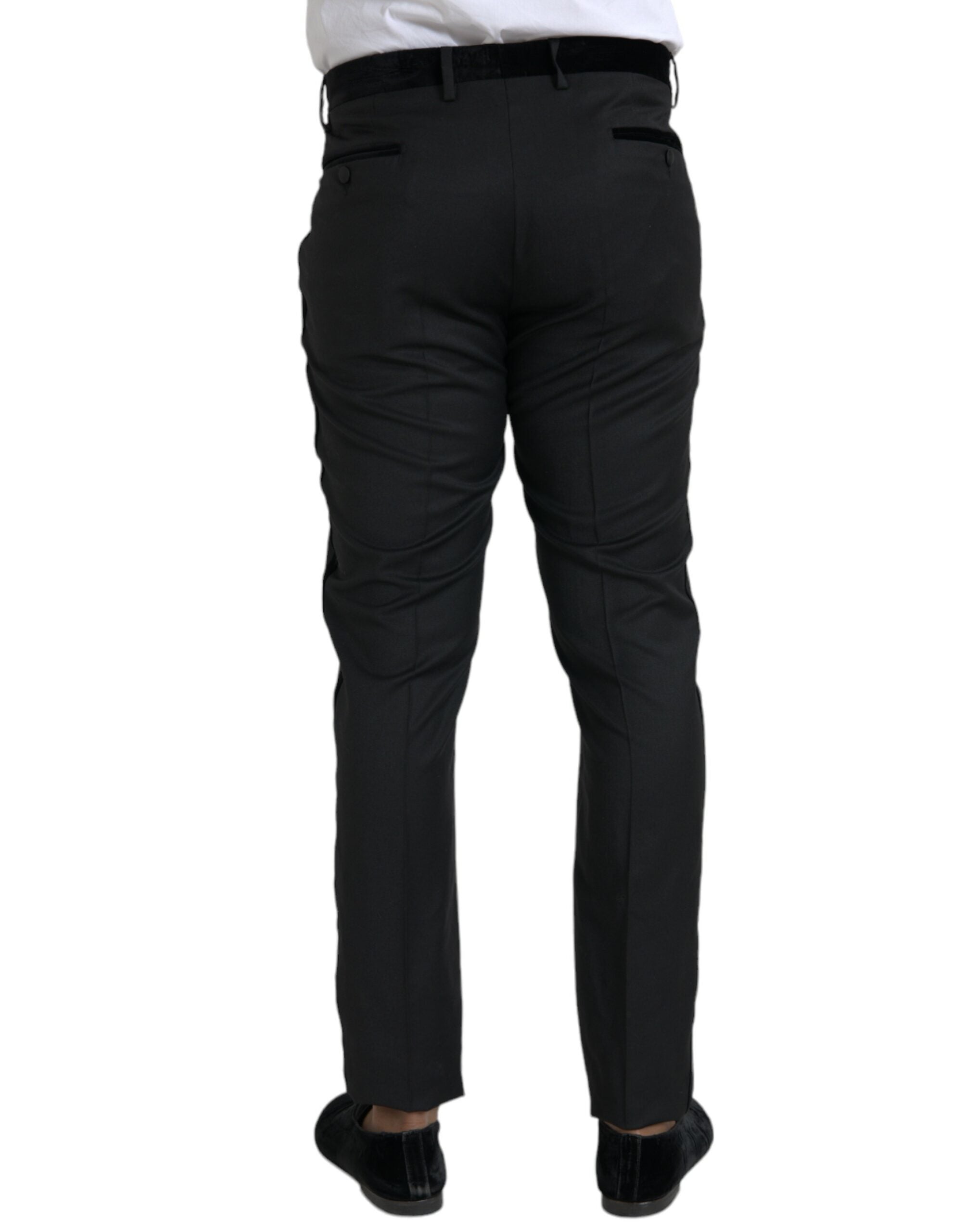 Dolce &amp; Gabbana Black Silk Men Skinny Dress Pants