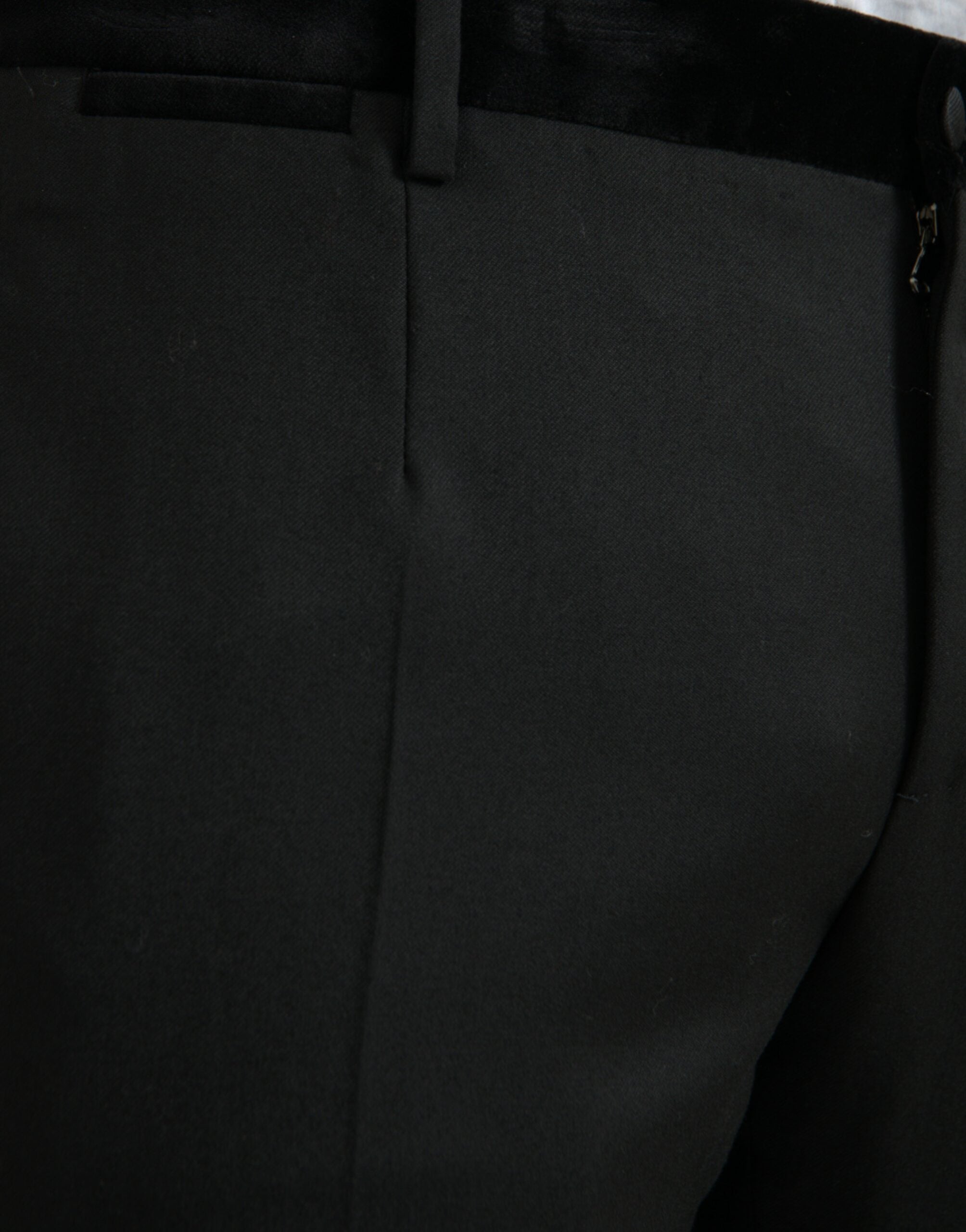 Dolce &amp; Gabbana Black Silk Men Skinny Dress Pants