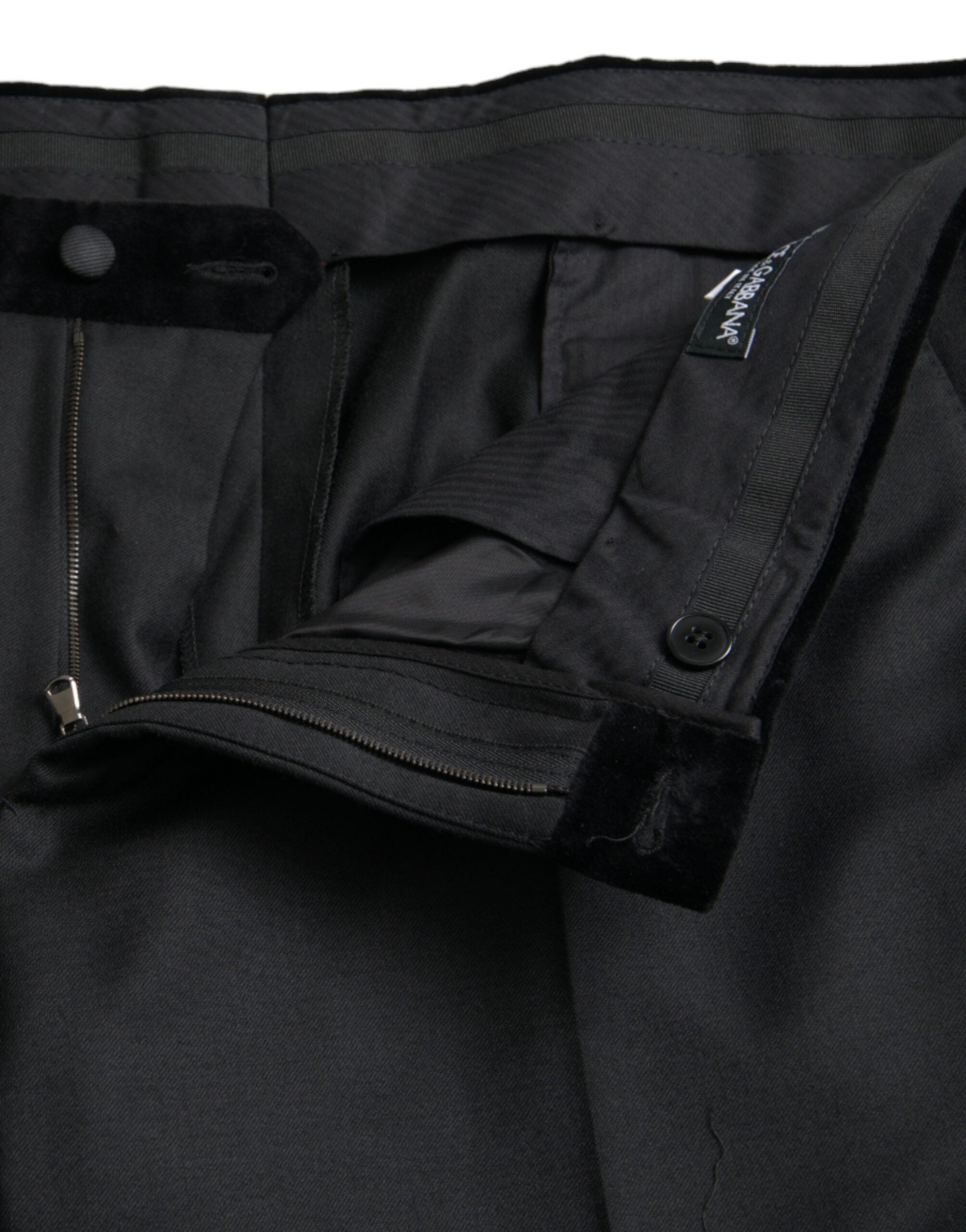 Dolce &amp; Gabbana Black Silk Men Skinny Dress Pants