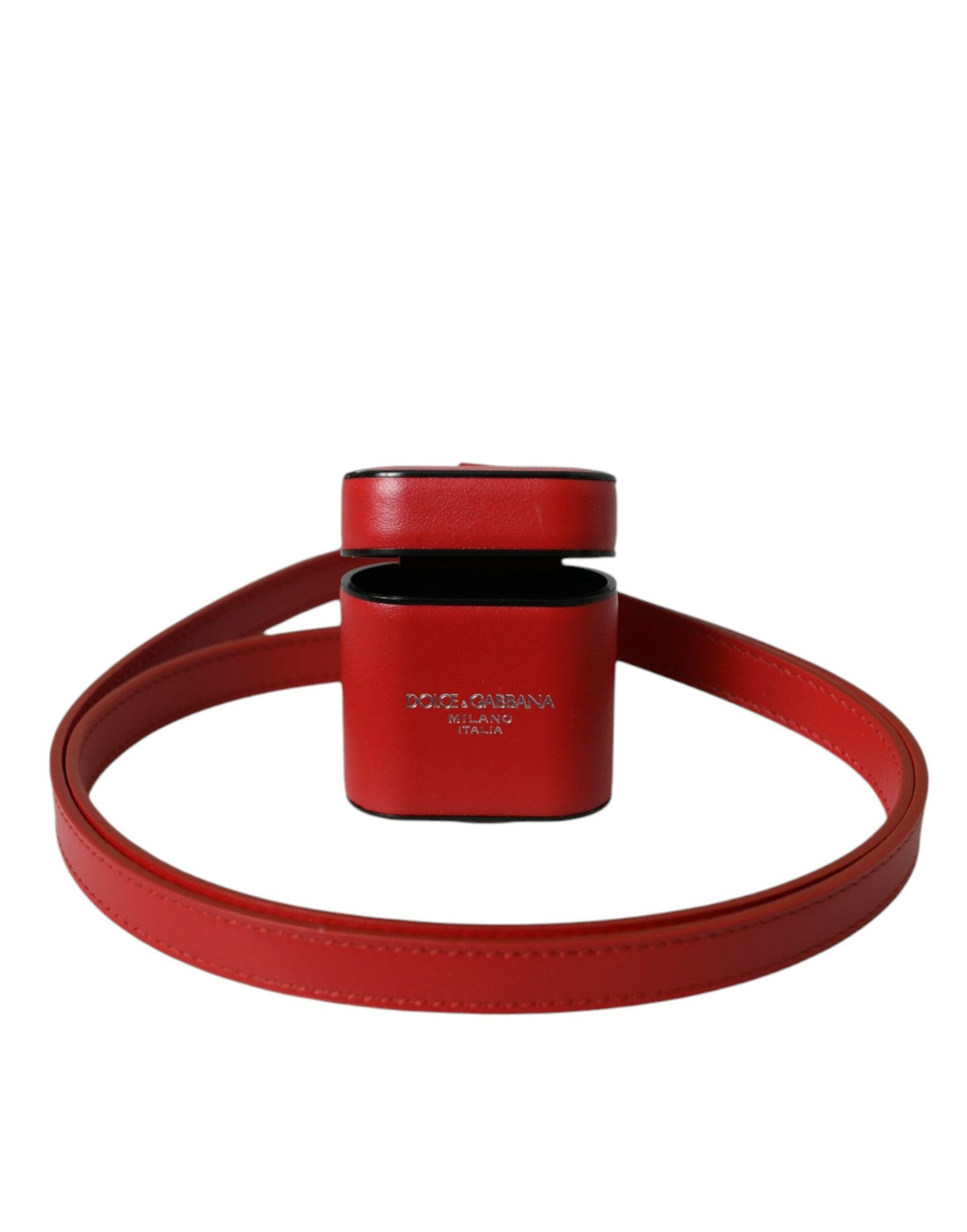 Dolce &amp;amp; Gabbana Rött Kalvskinnsläderarmband med Logotyptryck Herr Airpods-fodral
