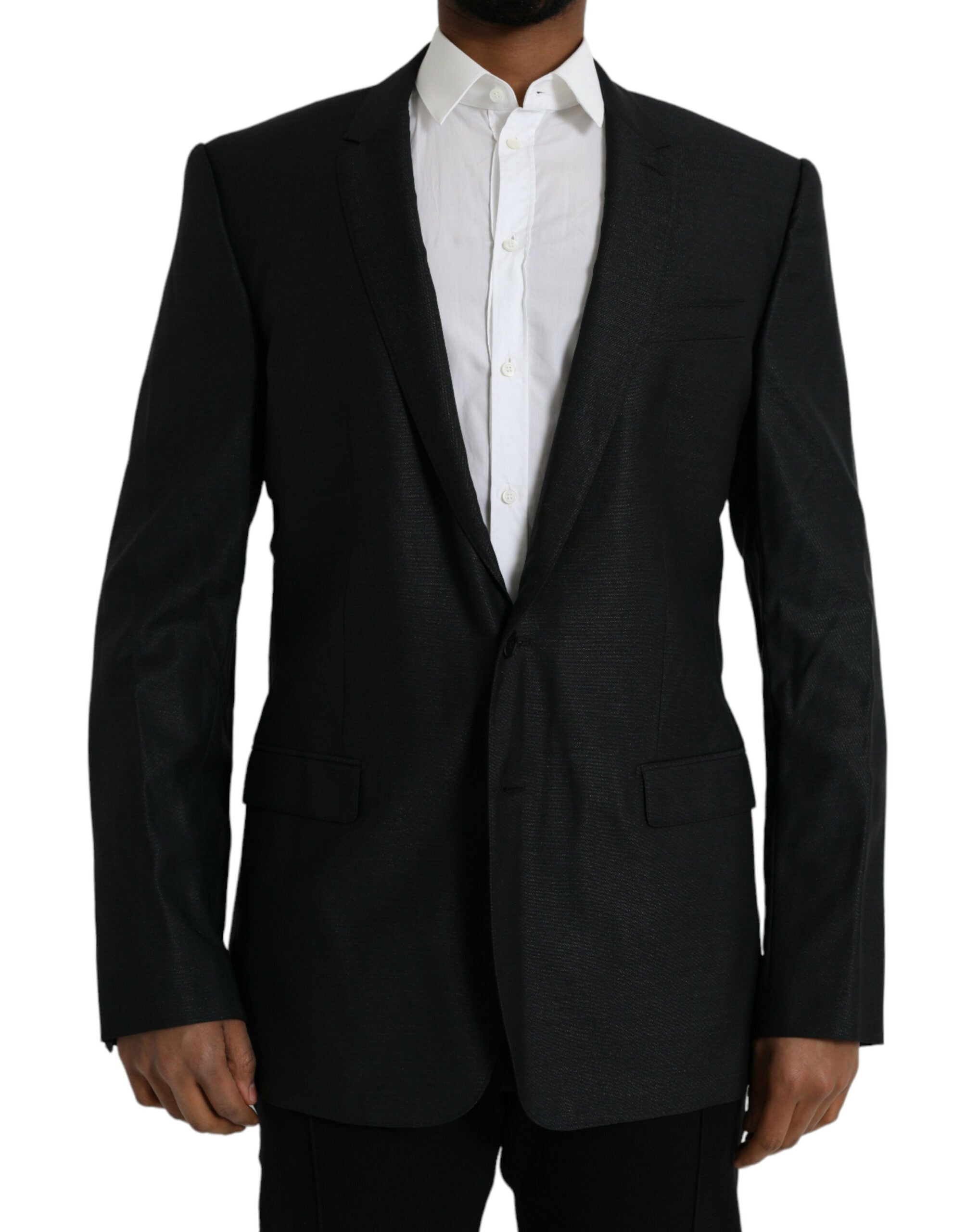 Dolce &amp; Gabbana Black Wool Notch SingleBreasted Coat Blazer