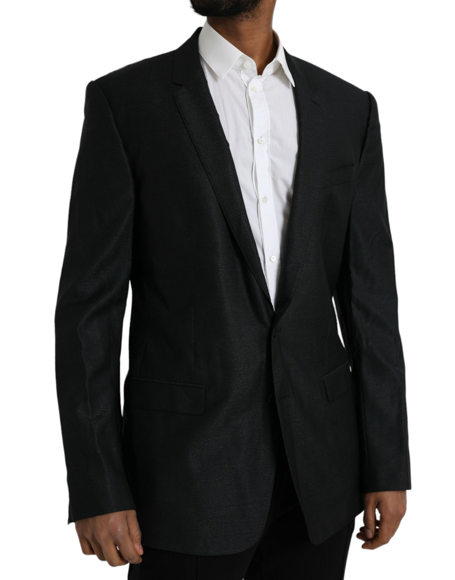 Dolce &amp; Gabbana Black Wool Notch SingleBreasted Coat Blazer