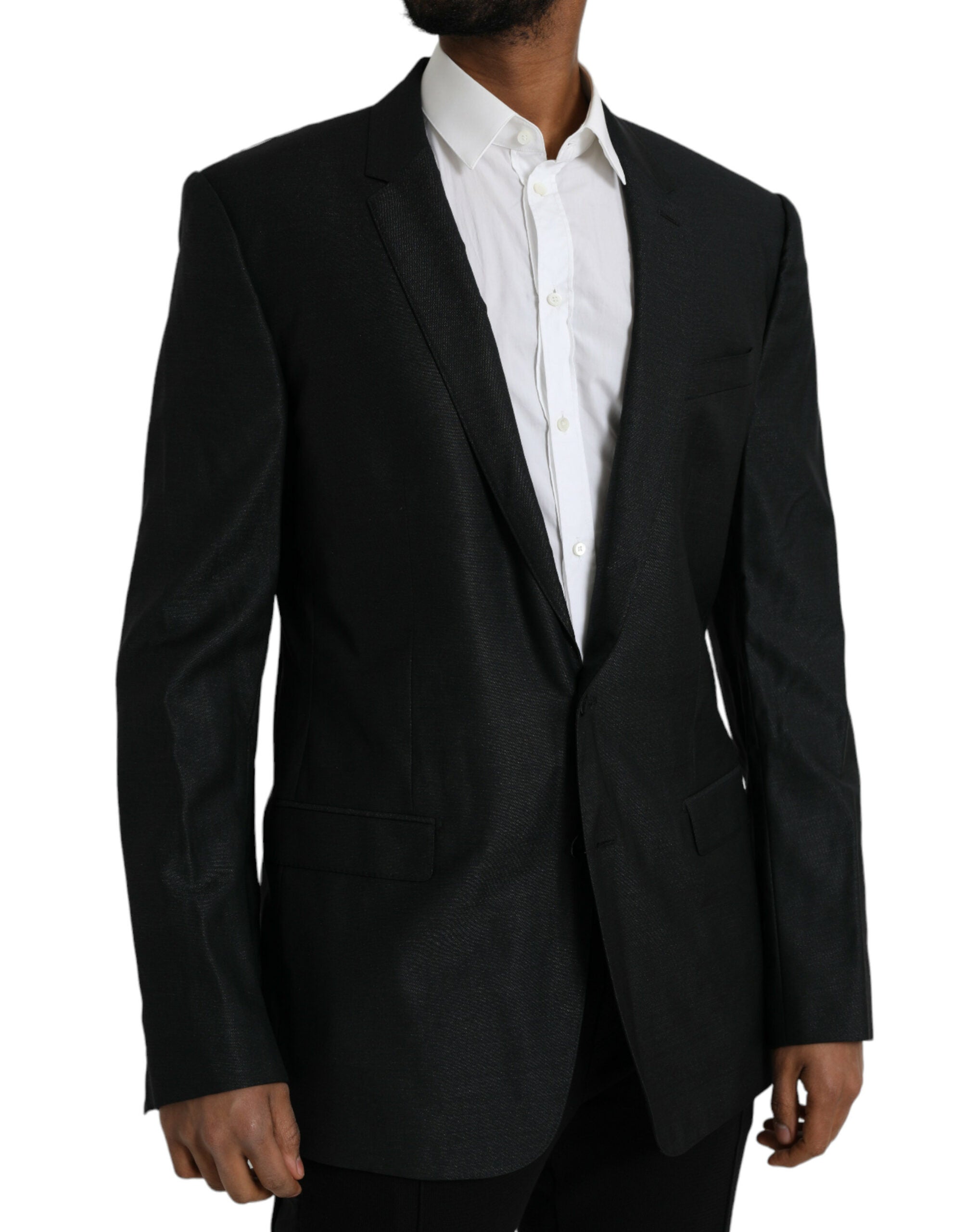 Dolce &amp; Gabbana Black Wool Notch SingleBreasted Coat Blazer