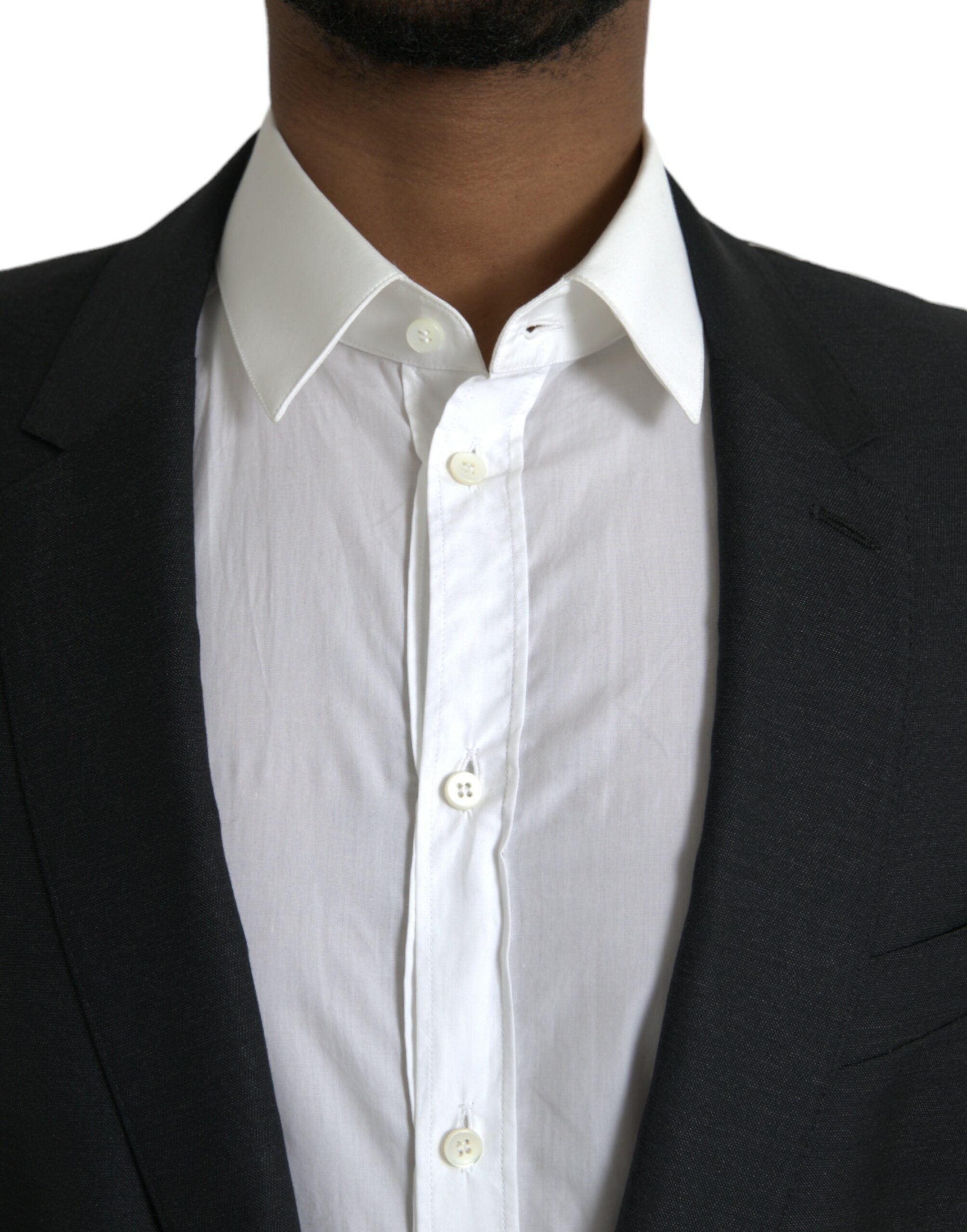 Dolce &amp; Gabbana Black Wool Notch SingleBreasted Coat Blazer