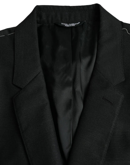 Dolce &amp; Gabbana Black Wool Notch SingleBreasted Coat Blazer