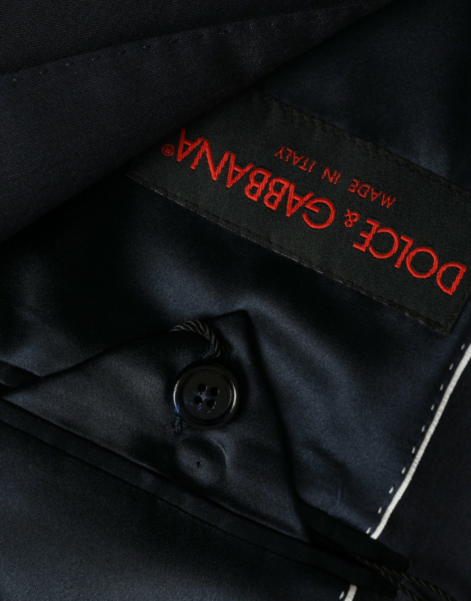 Dolce &amp;amp; Gabbana Mörkblå Ull Enkelknäppt Kavaj