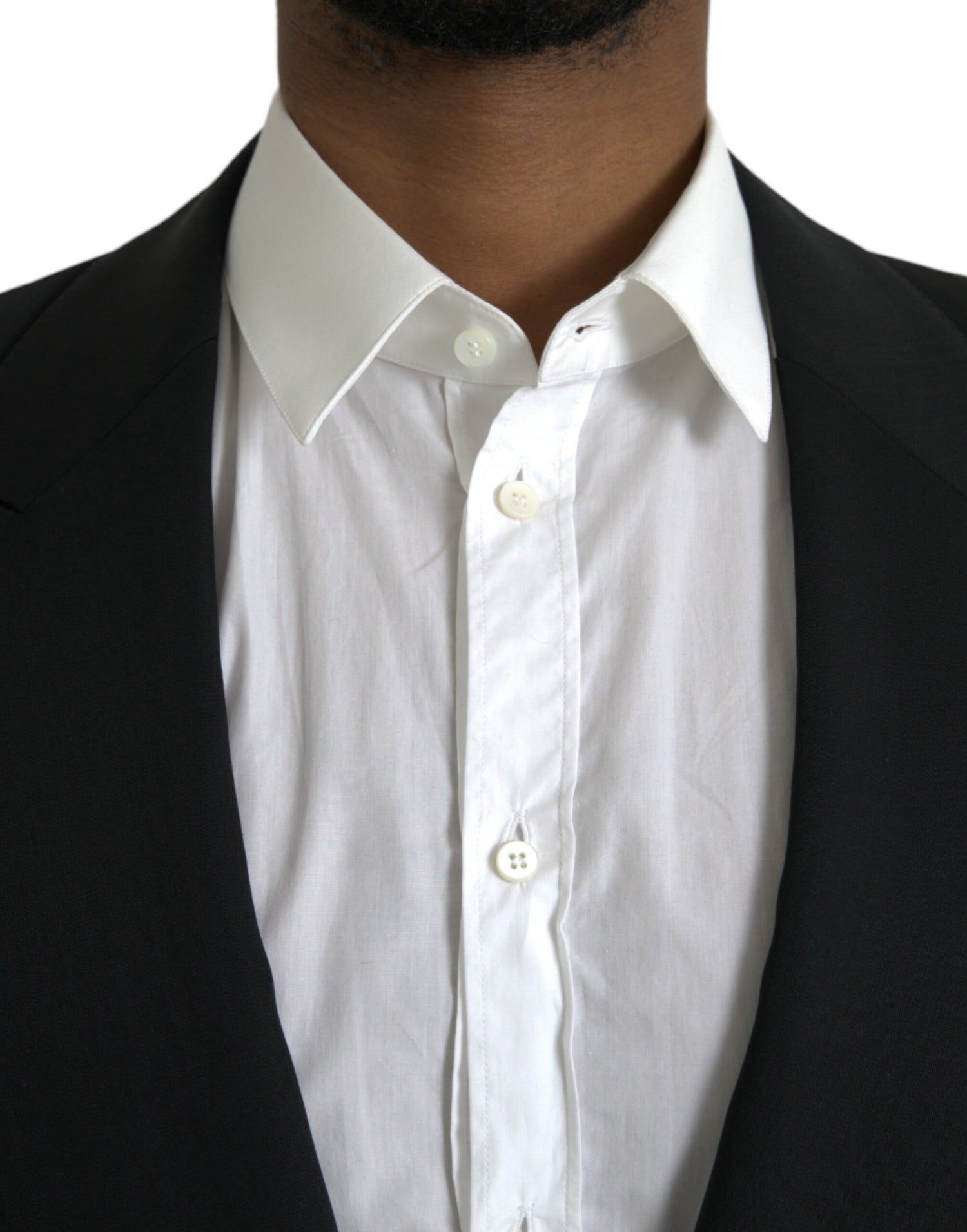 Dolce &amp;amp; Gabbana Svart Ull Peak Enkelknäppt Kavaj