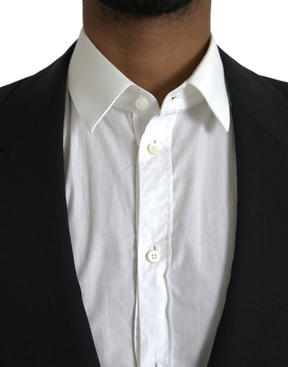 Dolce &amp;amp; Gabbana Svart Ull Peak Enkelknäppt Kavaj