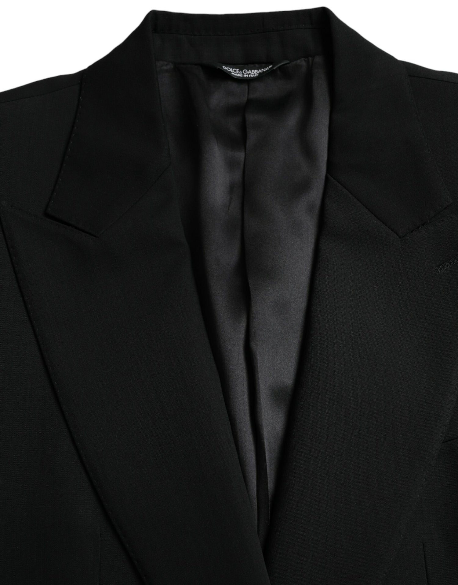 Dolce &amp;amp; Gabbana Svart Ull Peak Enkelknäppt Kavaj