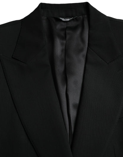 Dolce &amp;amp; Gabbana Svart Ull Peak Enkelknäppt Kavaj