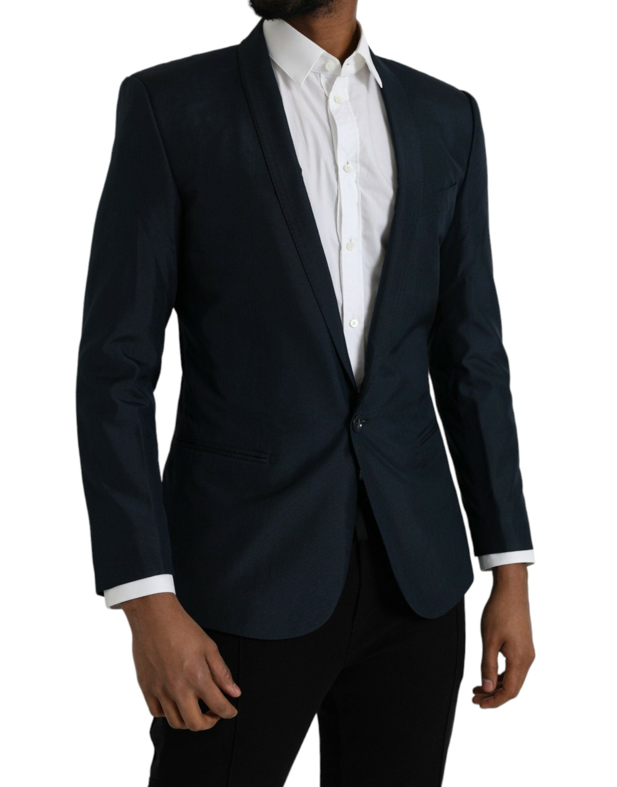 Dolce &amp; Gabbana Blue GOLD Notch Single Breasted Coat Blazer