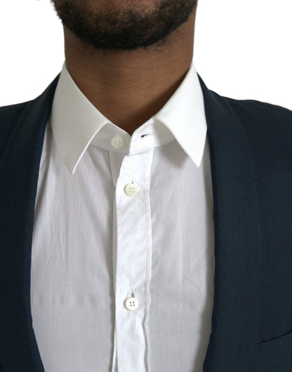 Dolce &amp; Gabbana Blue GOLD Notch Single Breasted Coat Blazer