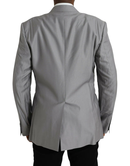 Dolce &amp; Gabbana Gray Wool Peak Single Breasted Coat Blazer