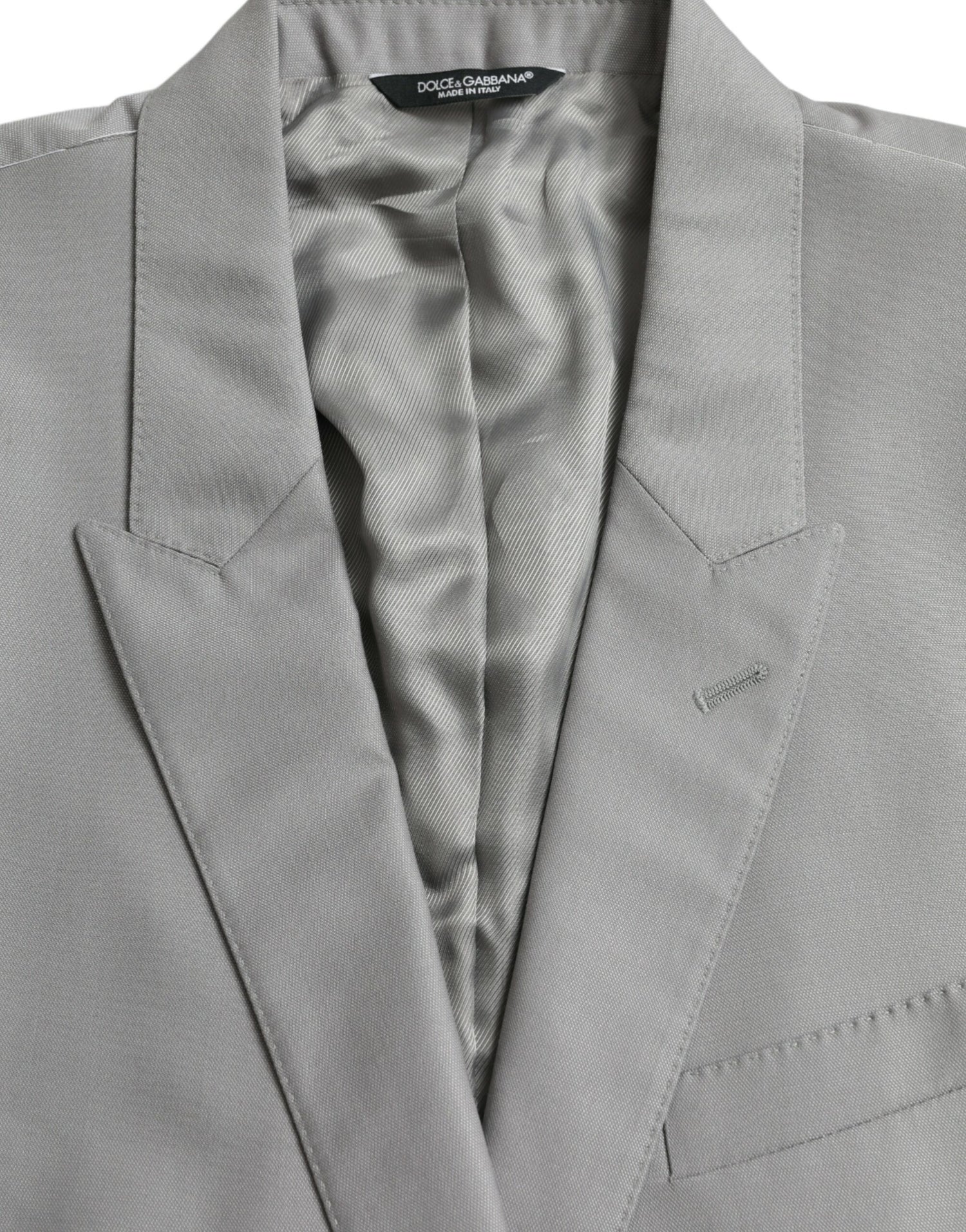 Dolce &amp; Gabbana Gray Wool Peak Single Breasted Coat Blazer