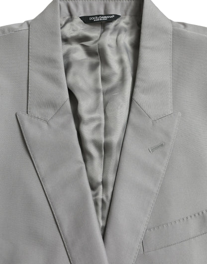Dolce &amp; Gabbana Gray Wool Peak Single Breasted Coat Blazer