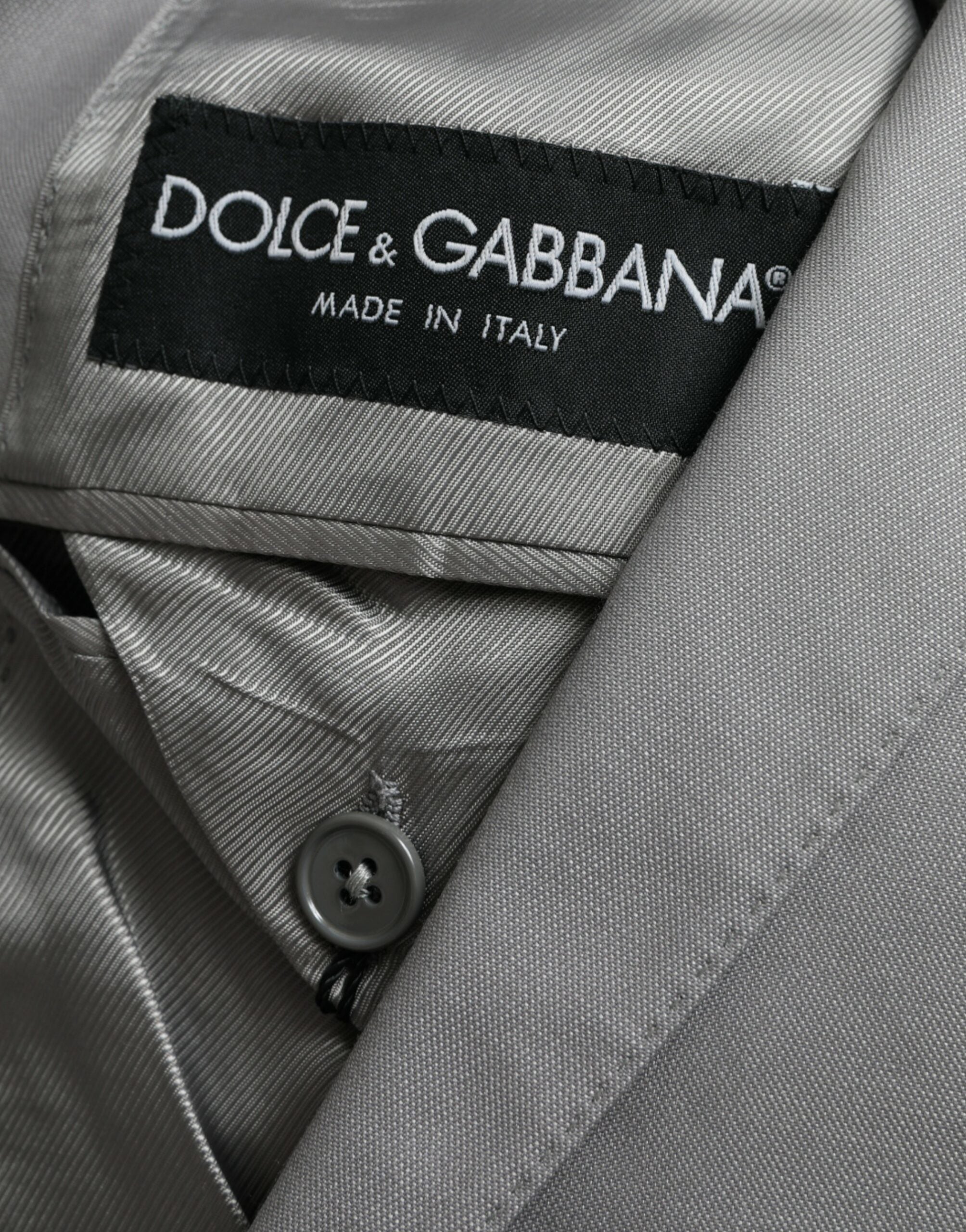 Dolce &amp; Gabbana Gray Wool Peak Single Breasted Coat Blazer