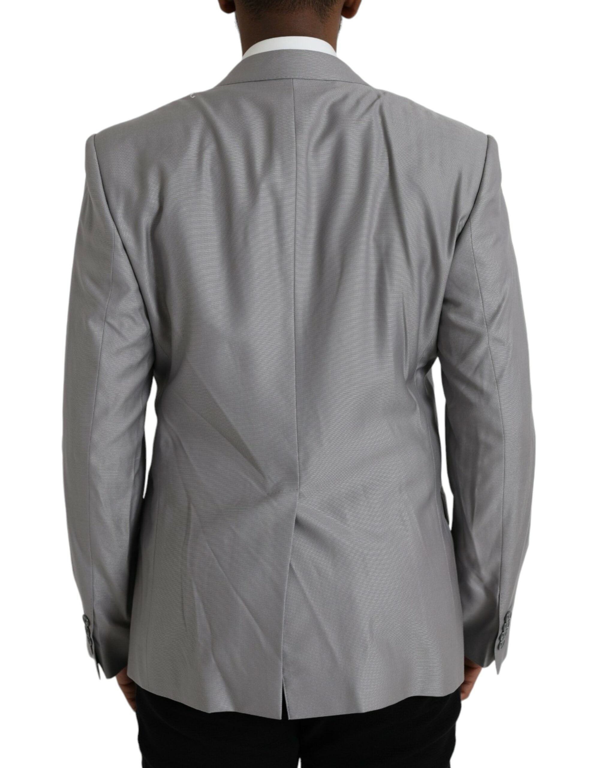 Dolce &amp; Gabbana Gray Wool Peak Single Breasted Coat Blazer