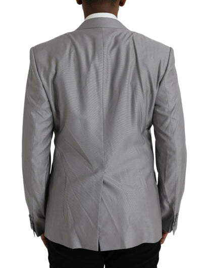 Dolce &amp; Gabbana Gray Wool Peak Single Breasted Coat Blazer