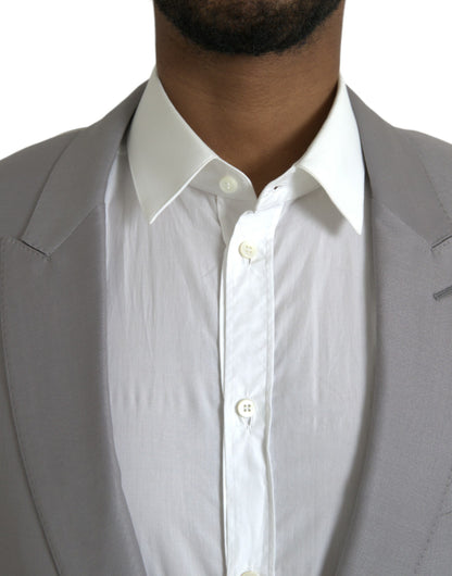 Dolce &amp; Gabbana Gray Wool Peak Single Breasted Coat Blazer