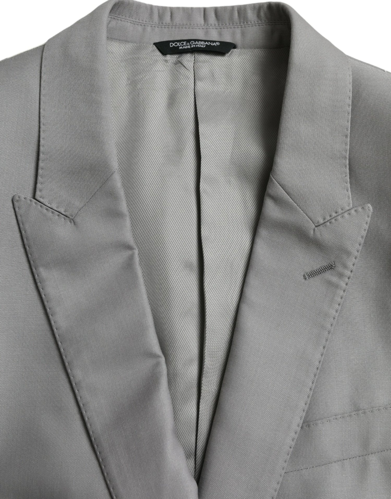 Dolce &amp; Gabbana Gray Wool Peak Single Breasted Coat Blazer