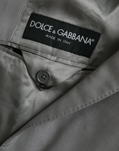 Dolce &amp; Gabbana Gray Wool Peak Single Breasted Coat Blazer