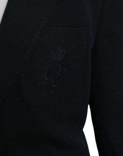 Dolce &amp; Gabbana Black Wool Notch Single Breasted Coat Blazer