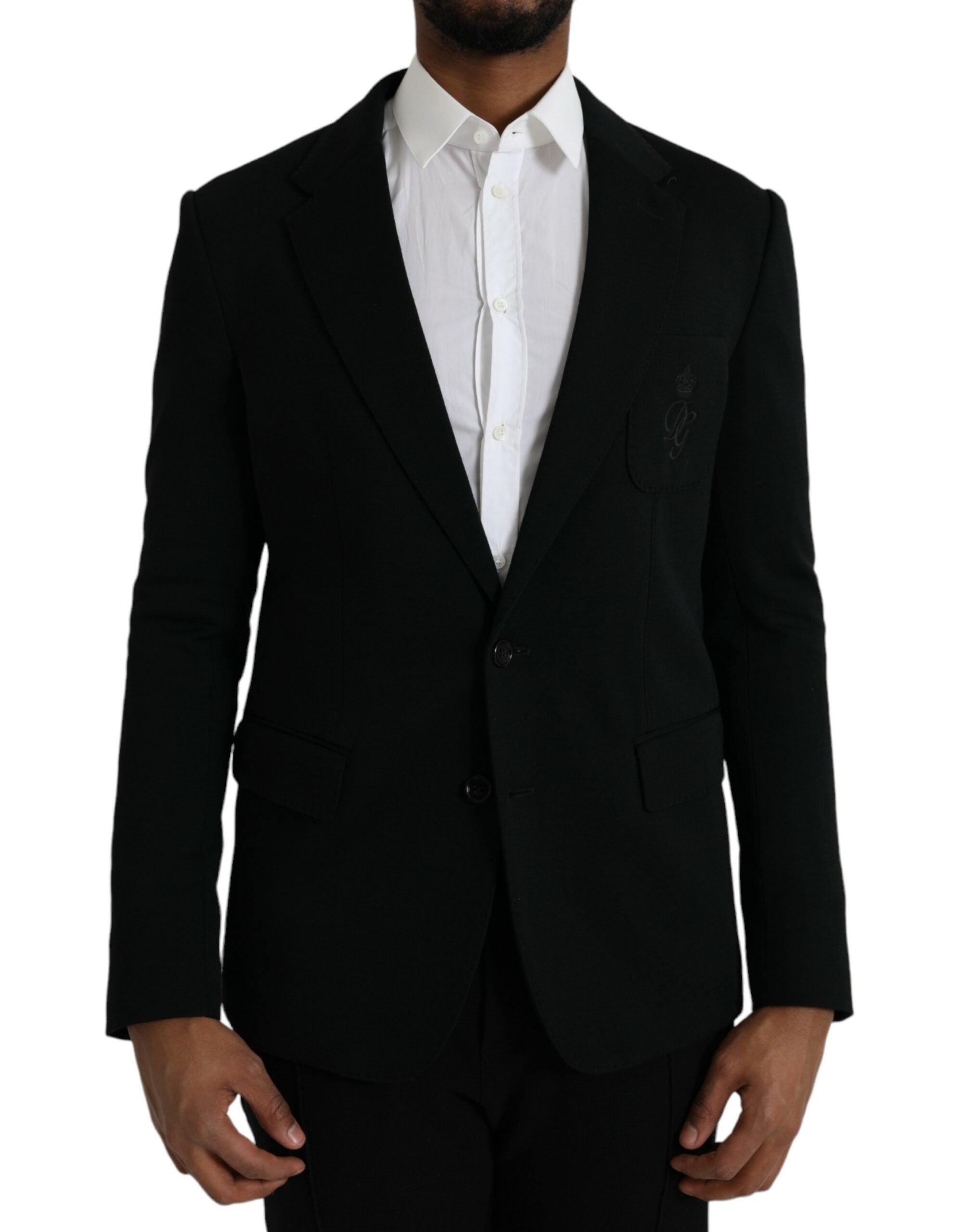 Dolce &amp; Gabbana Black Wool Notch Single Breasted Coat Blazer