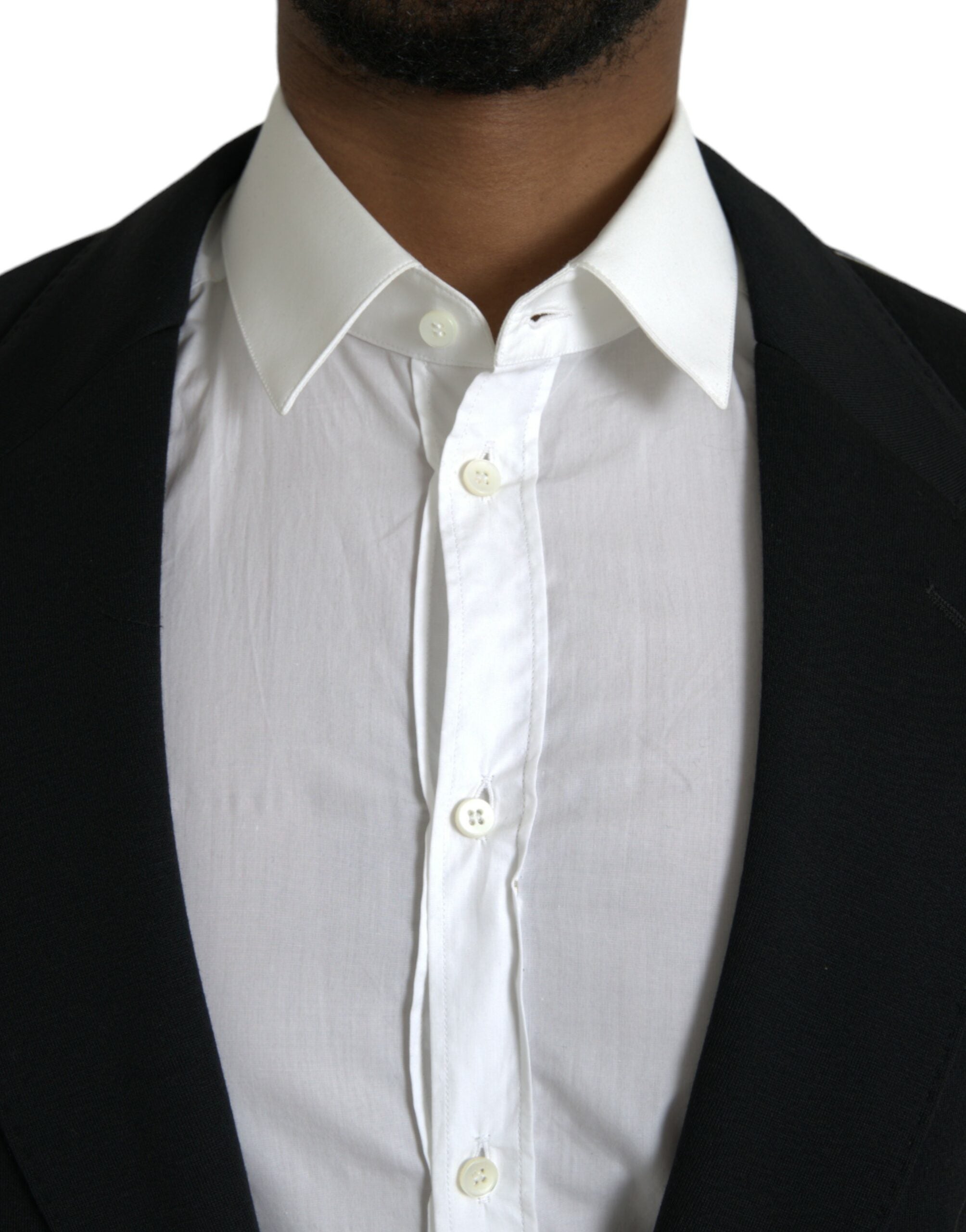 Dolce &amp; Gabbana Black Wool Single Breasted Coat Blazer