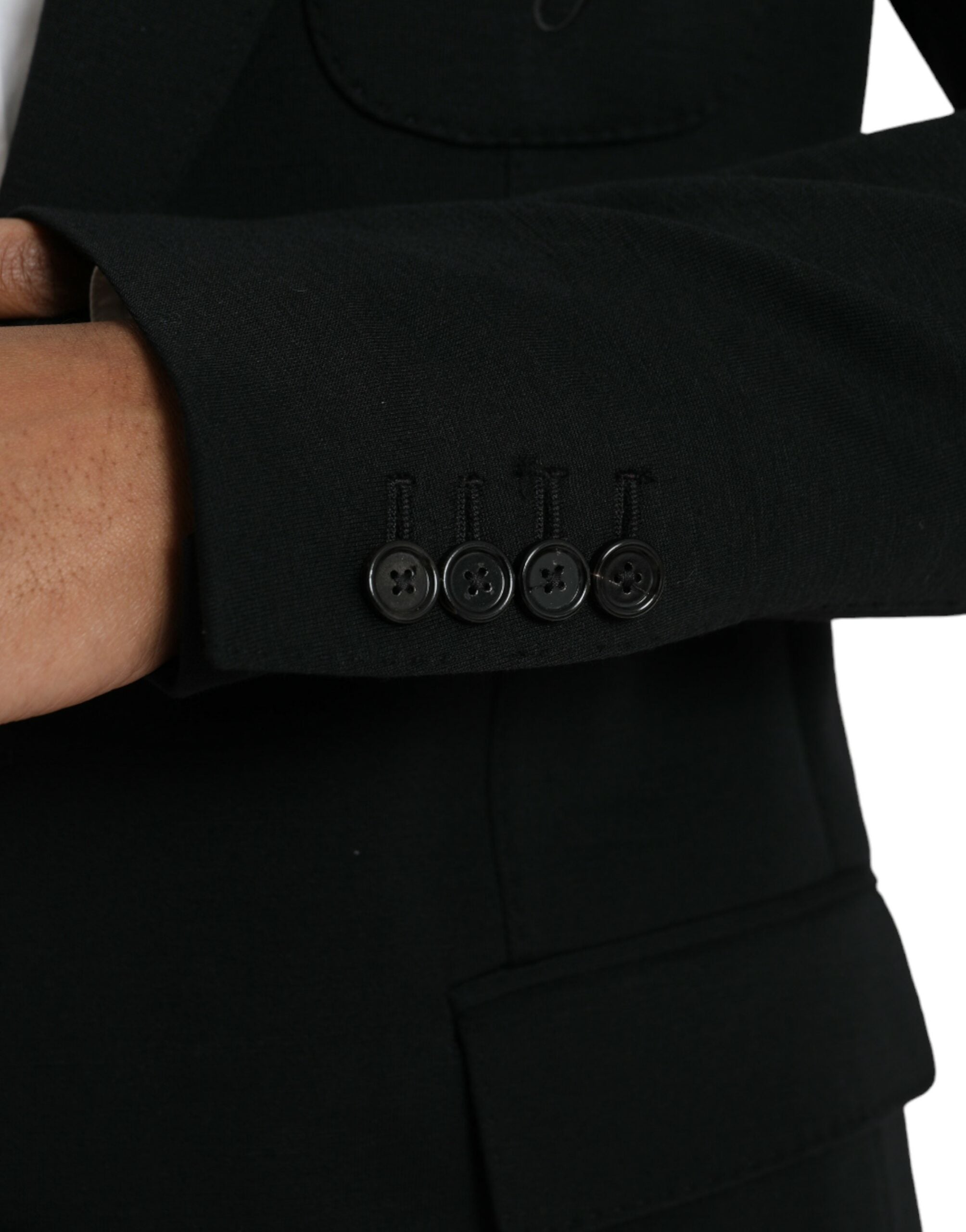 Dolce &amp; Gabbana Black Wool Single Breasted Coat Blazer