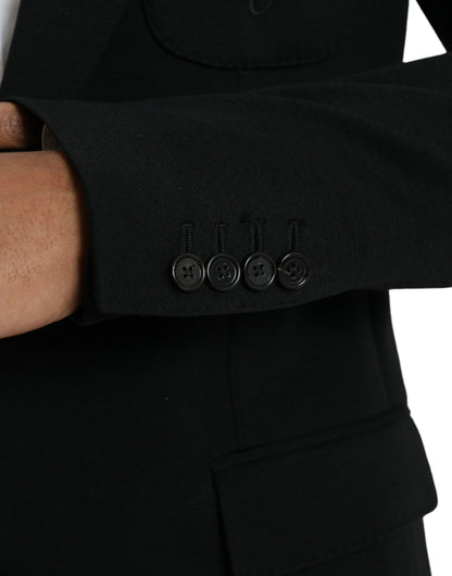 Dolce &amp; Gabbana Black Wool Single Breasted Coat Blazer