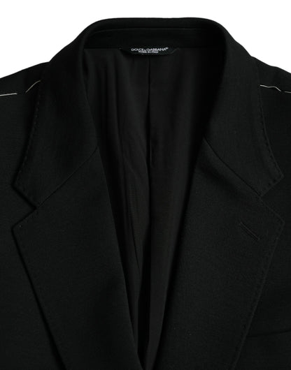 Dolce &amp; Gabbana Black Wool Single Breasted Coat Blazer