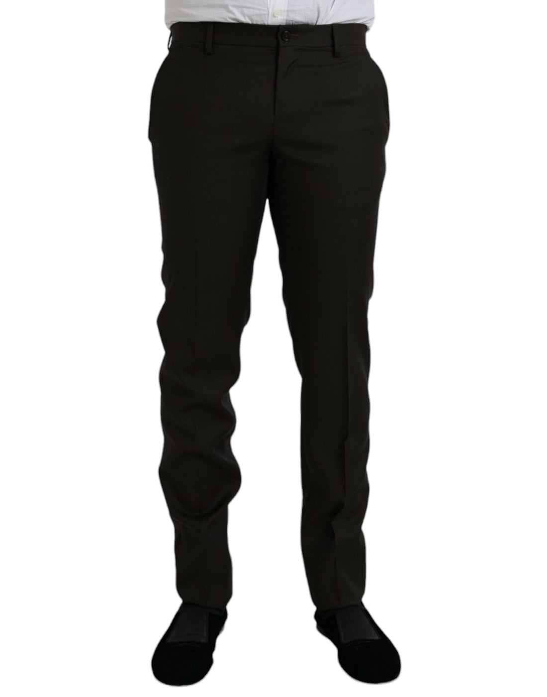 Dolce &amp;amp; Gabbana Mörkbruna Ull Slim Fit Formella Byxor