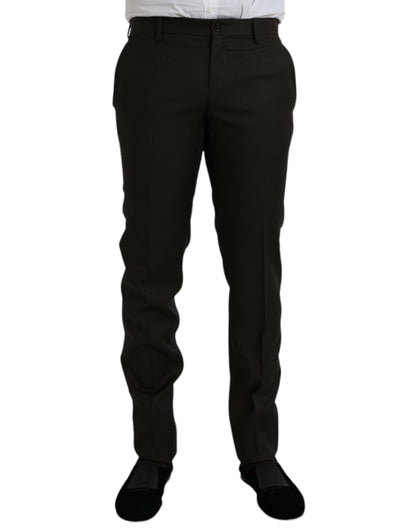 Dolce &amp;amp; Gabbana Mörkbruna Ull Slim Fit Formella Byxor