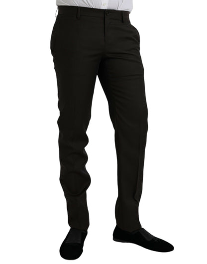 Dolce &amp;amp; Gabbana Mörkbruna Ull Slim Fit Formella Byxor