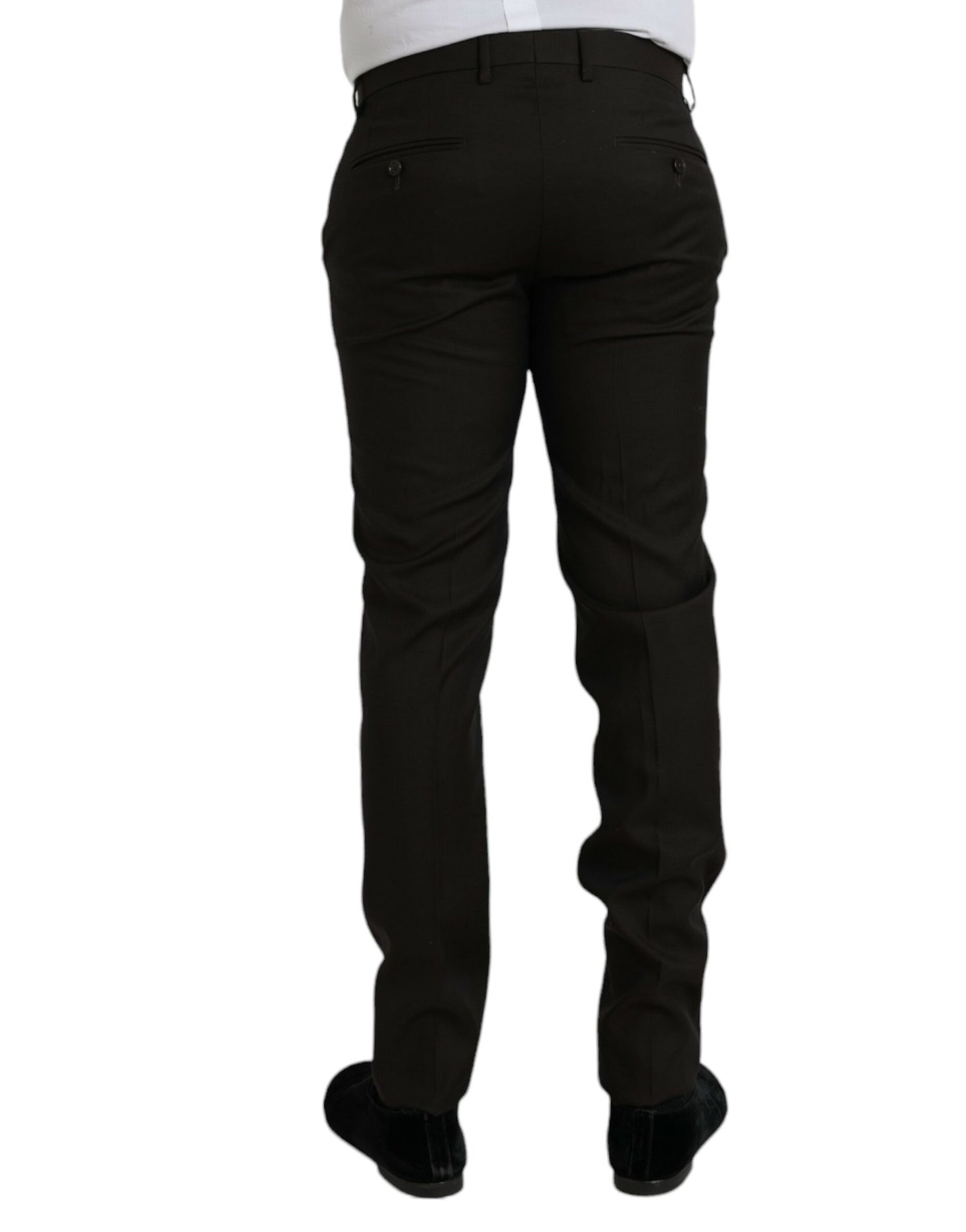 Dolce &amp;amp; Gabbana Mörkbruna Ull Slim Fit Formella Byxor
