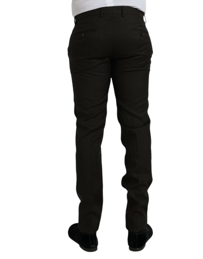 Dolce &amp;amp; Gabbana Mörkbruna Ull Slim Fit Formella Byxor