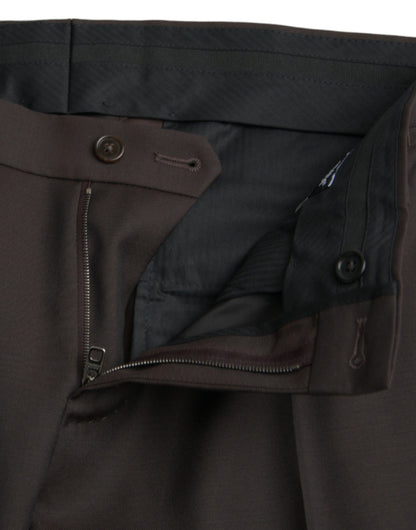 Dolce &amp;amp; Gabbana Mörkbruna Ull Slim Fit Formella Byxor