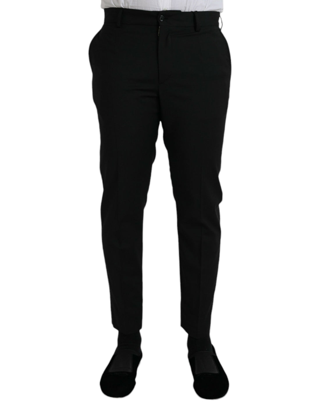 Dolce &amp;amp; Gabbana Svarta Ull SlimFit Klänning Formella Byxor