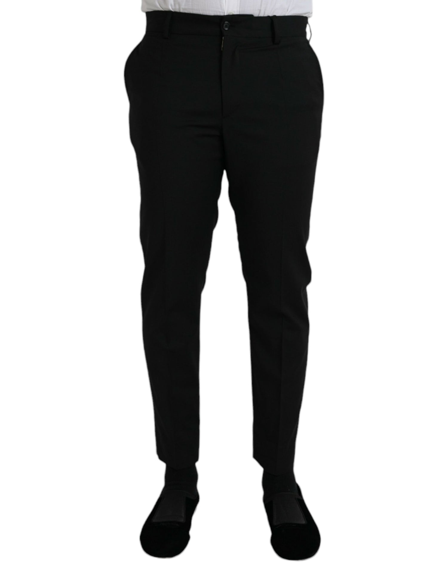 Dolce &amp;amp; Gabbana Svarta Ull SlimFit Klänning Formella Byxor