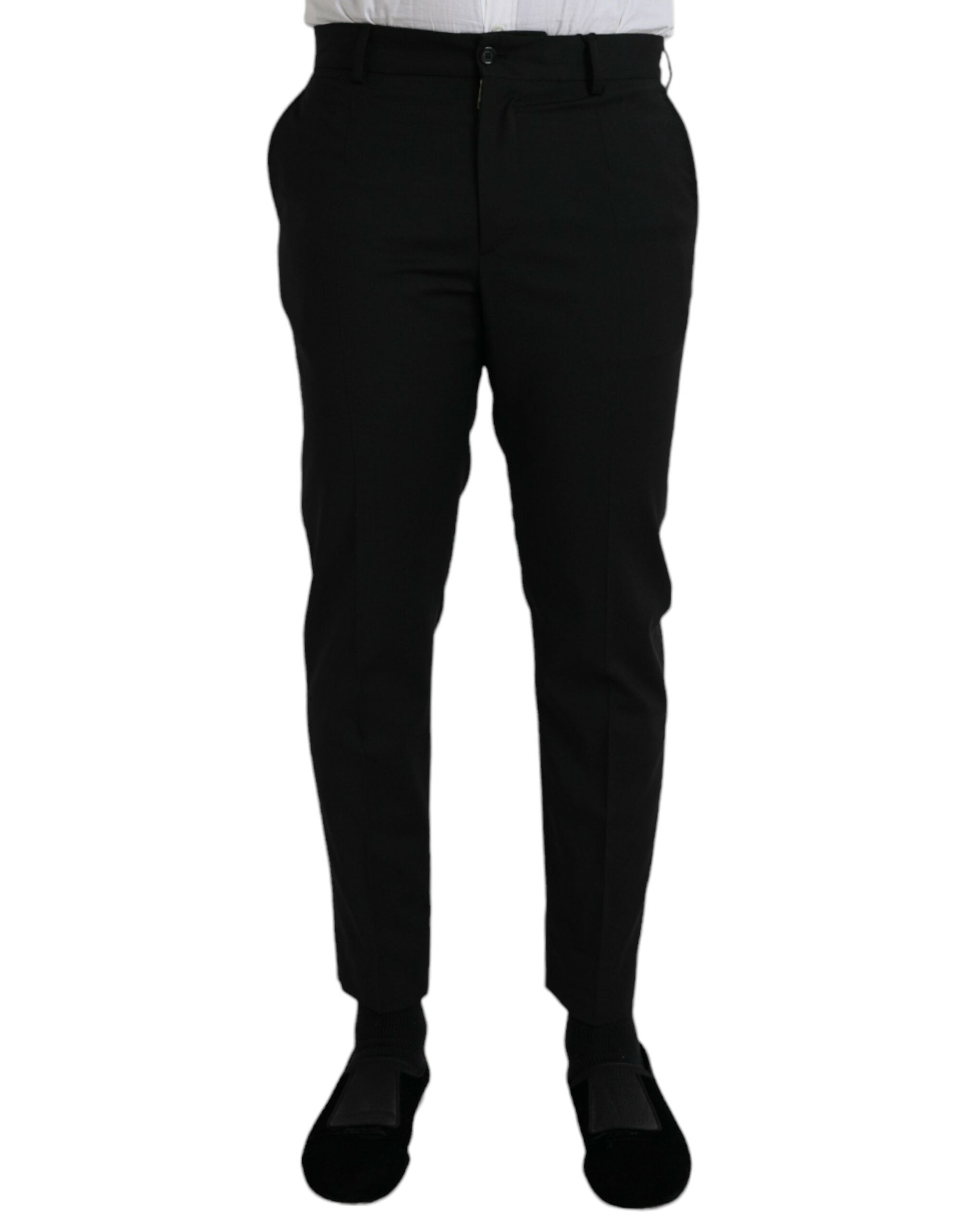 Dolce &amp;amp; Gabbana Svarta Ull SlimFit Klänning Formella Byxor