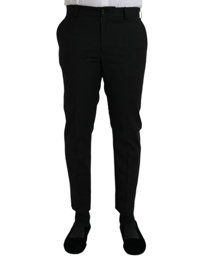 Dolce &amp;amp; Gabbana Svarta Ull SlimFit Klänning Formella Byxor