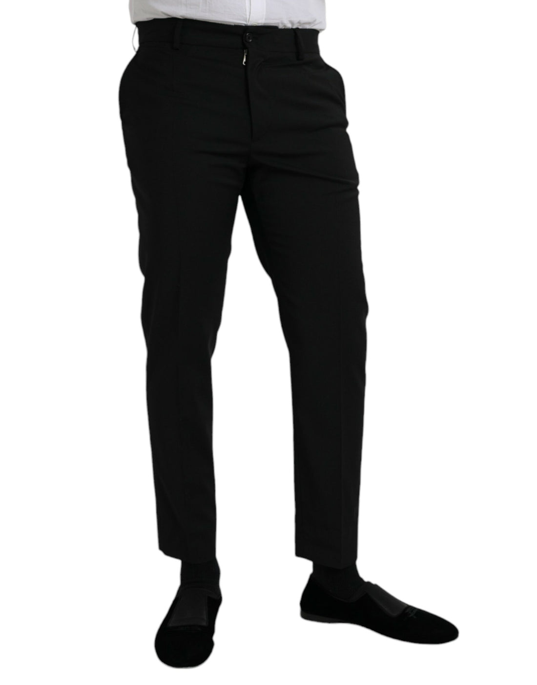 Dolce &amp;amp; Gabbana Svarta Ull SlimFit Klänning Formella Byxor