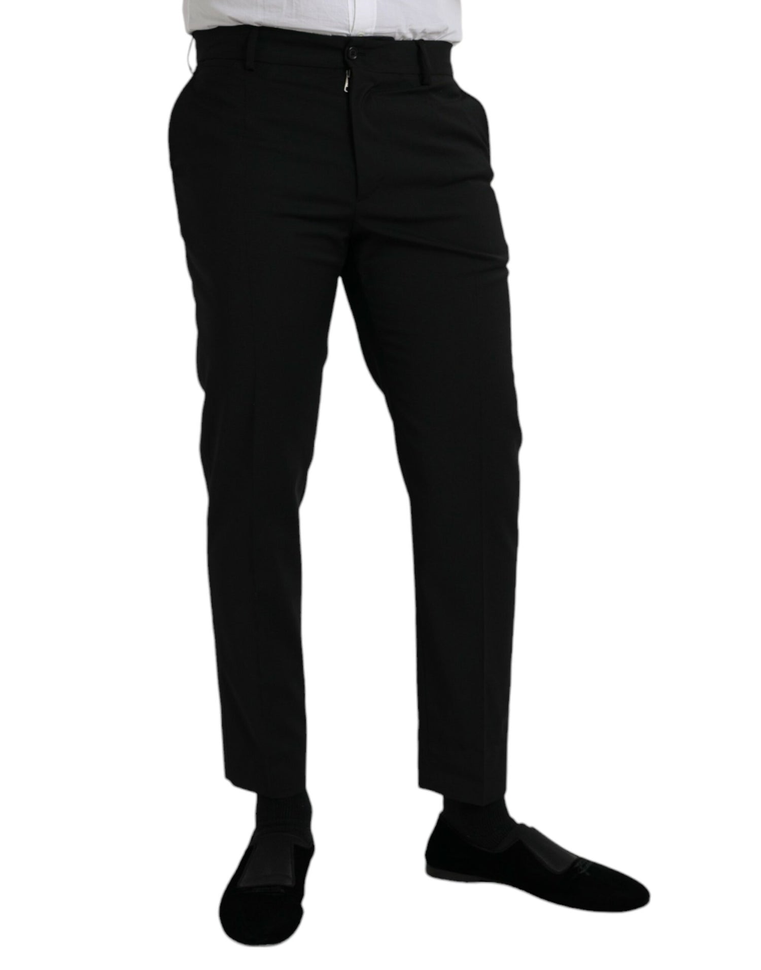 Dolce &amp;amp; Gabbana Svarta Ull SlimFit Klänning Formella Byxor
