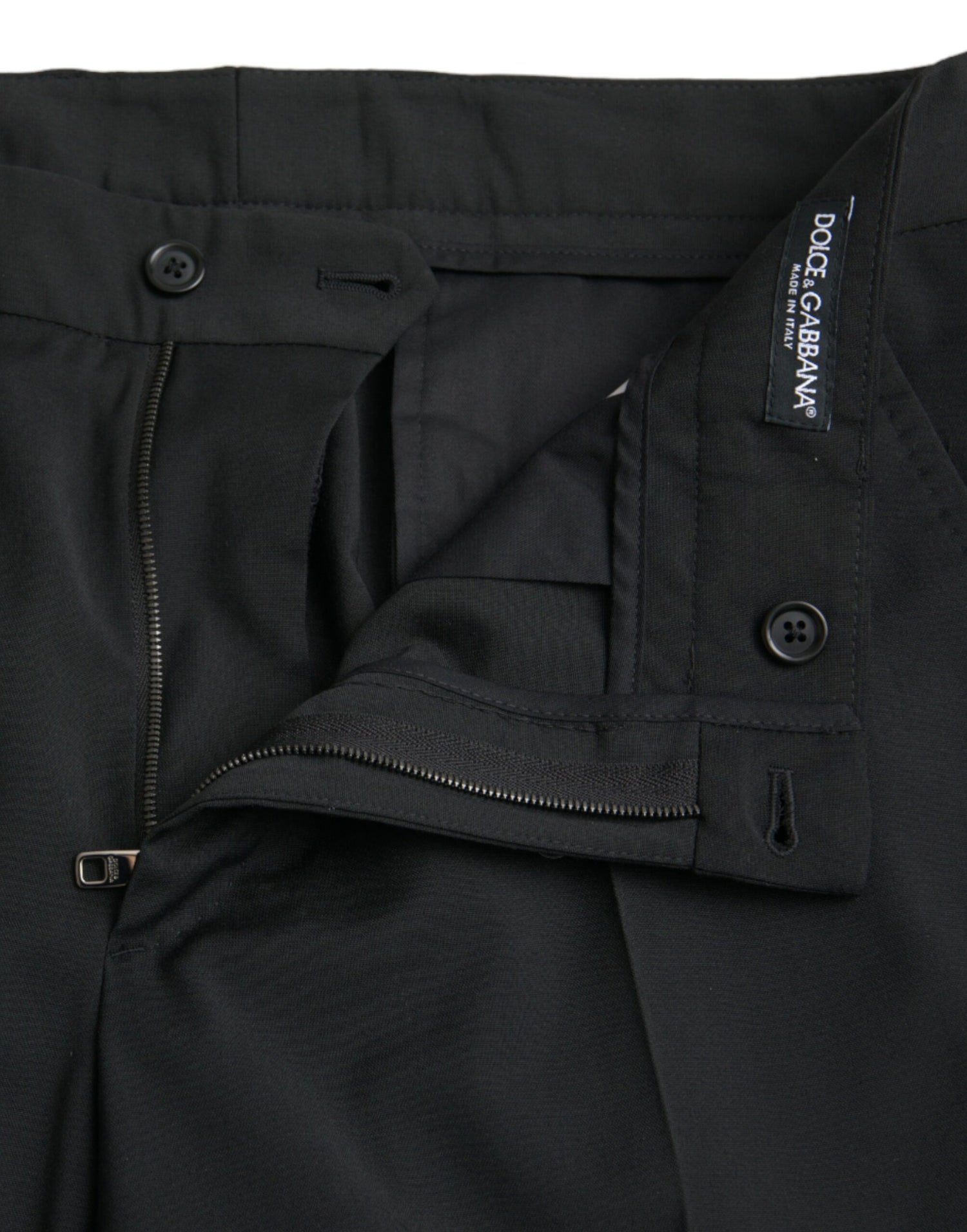 Dolce &amp;amp; Gabbana Svarta Ull SlimFit Klänning Formella Byxor