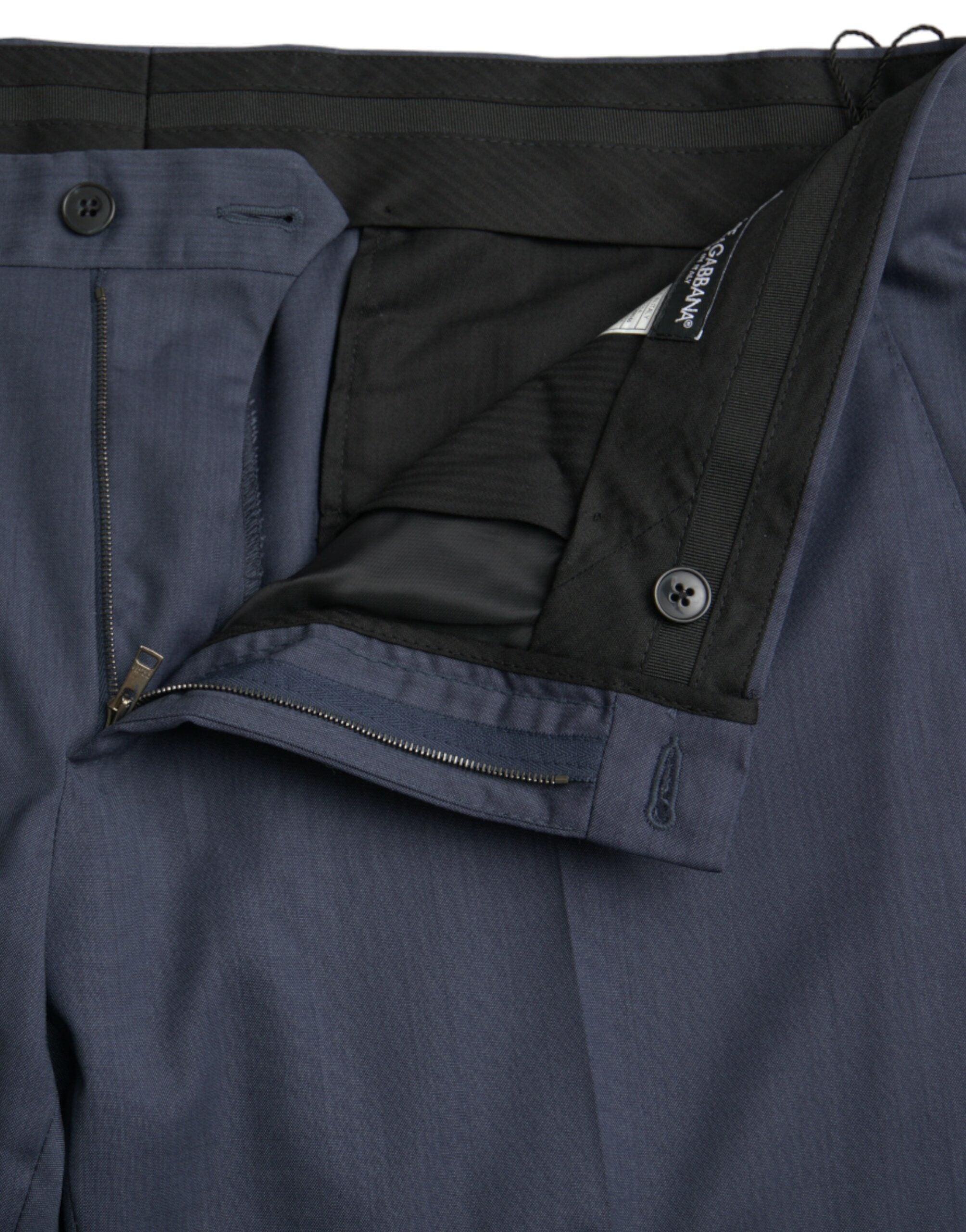 Dolce &amp; Gabbana Blue Wool Slim Fit Dress Formal Pants